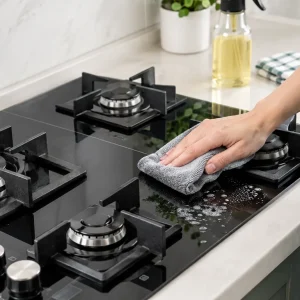 تمیز کردن شیشه اجاق گاز